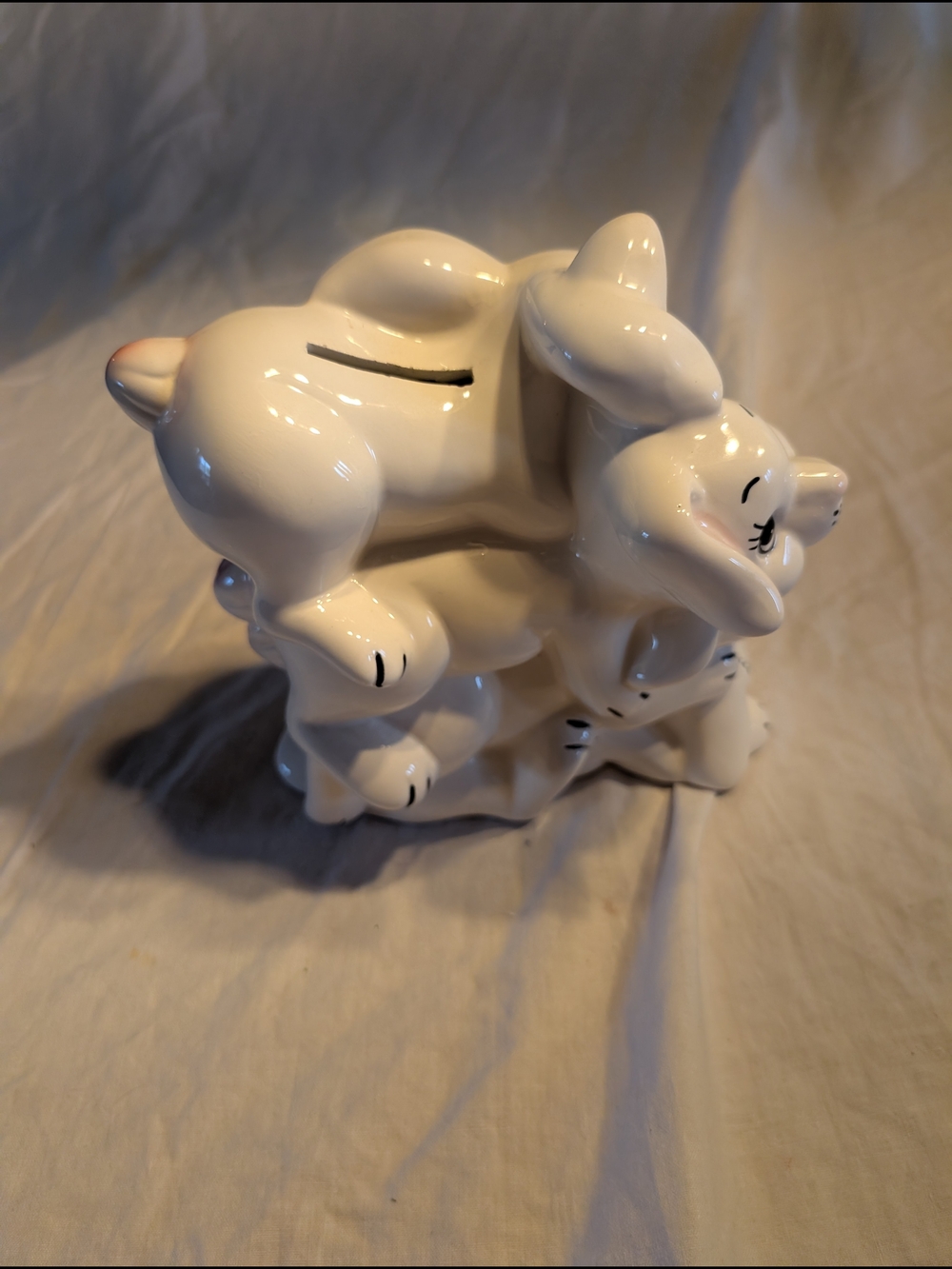 2/30$ White Ceramic Stacked Bunny Bank Decorative Home Accent - Picture 3 of 7